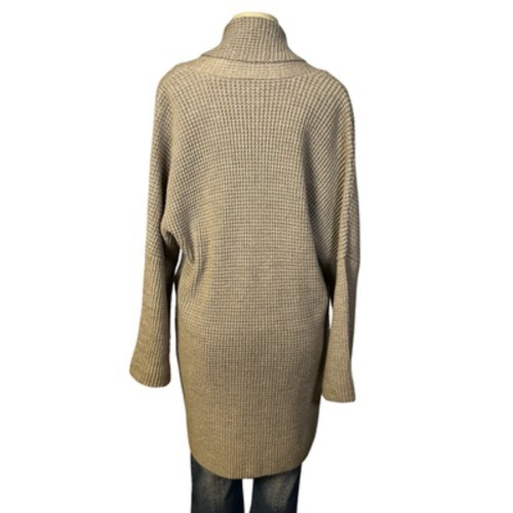 Soft Surroundings Cardigan Sweater Womens Medium Beige Waffle Knit Toggle Strap - Picture 3 of 11